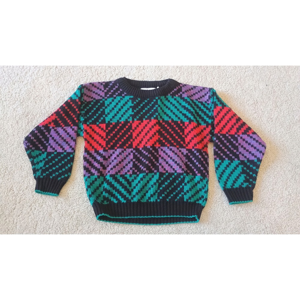 Barrel Kids Geometric Print vintage Sweater Size S 8 Acrylic Made‎ in USA